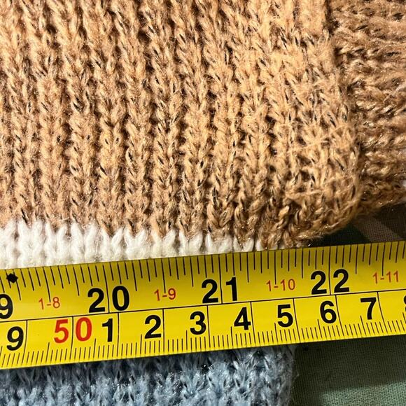 HYFVE Sweater Women’s Size Small Colorblock Crewneck Pullover Tan Rust Burgundy - Picture 6 of 7